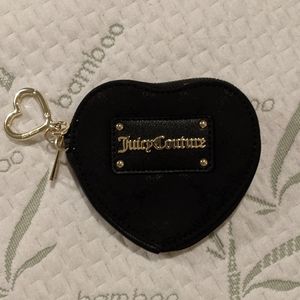 Juicy Couture Heart Black Quilted Change Purse